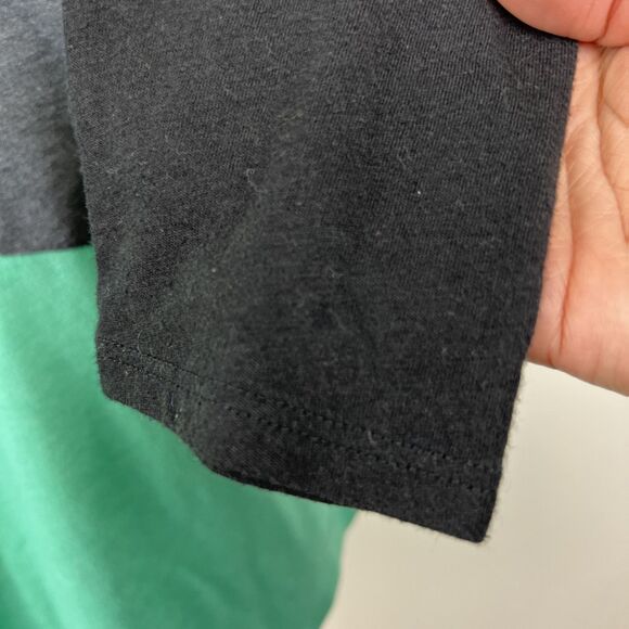 Volcom Shirt Women Extra Large Green Black Raglan Lightweight Baseball L/S Tee - Picture 9 of 14